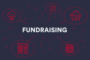 Conceptual business illustration with the words fundraising