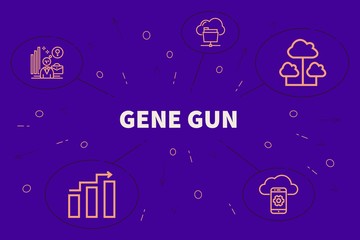 Conceptual business illustration with the words gene gun