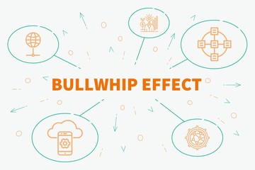 Obraz premium Conceptual business illustration with the words bullwhip effect