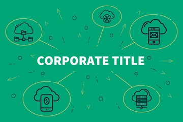 Conceptual business illustration with the words corporate title