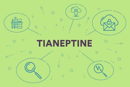 Conceptual business illustration with the words tianeptine