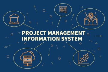 Conceptual business illustration with the words project management information system