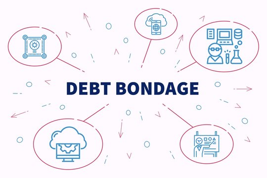 Conceptual business illustration with the words debt bondage