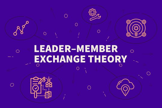 Conceptual business illustration with the words leader&ndash;member exchange theory