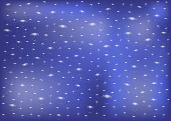 Vector illustration with rain drops on a blurred background.