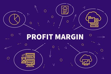 Conceptual business illustration with the words profit margin