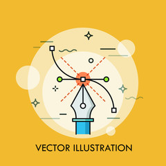 Pen tool and Bezier curve. Concept of modern software for creating vector illustrations, graphic, web and digital design techniques.