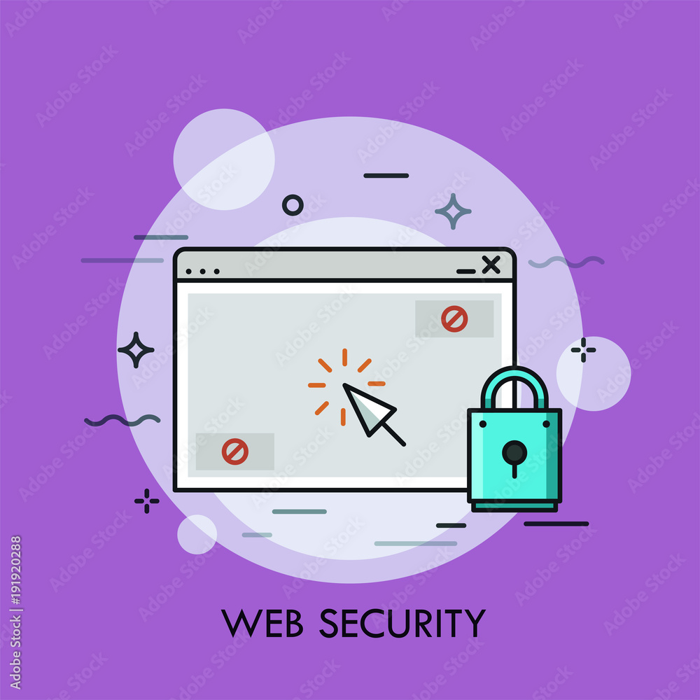 Poster browser window, clicking cursor and padlock.