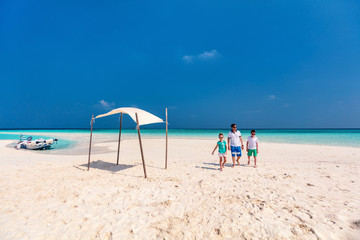 Father with kids at beach