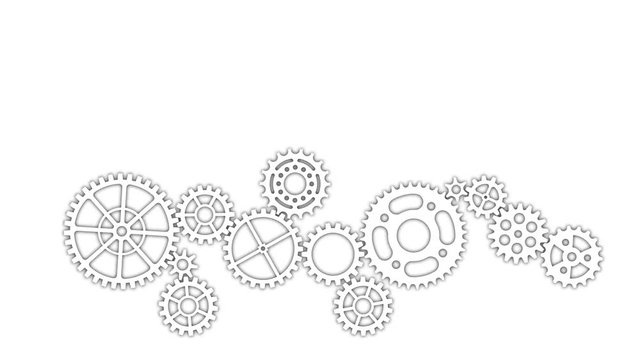 Drei Gruppen von wei&szlig;en Zahnr&auml;der (weisse Zahnr&auml;der - weisser Hintergrund)