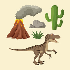 Dinosaurs elements cartoon icon vector illustration graphic design © Jemastock