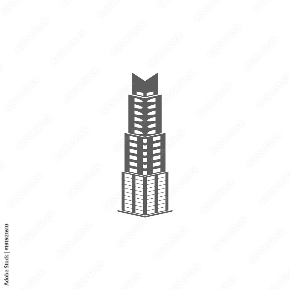 Poster 3d skyscraper icon. element of buildings for mobile concept and web apps. icon for website design an