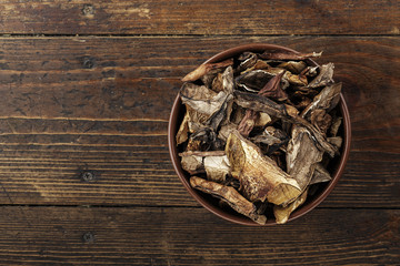 dried boletus in a bowl