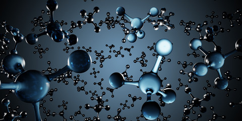 Science concept. Methane or Ammonium molecules. 3D rendered illustration. - obrazy, fototapety, plakaty