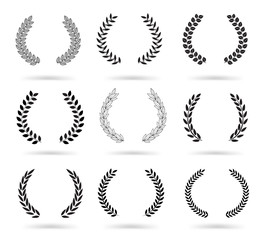 Set of black laurel wreaths isolated on white background. Vector illustration ready and simple to use for your design. EPS10.