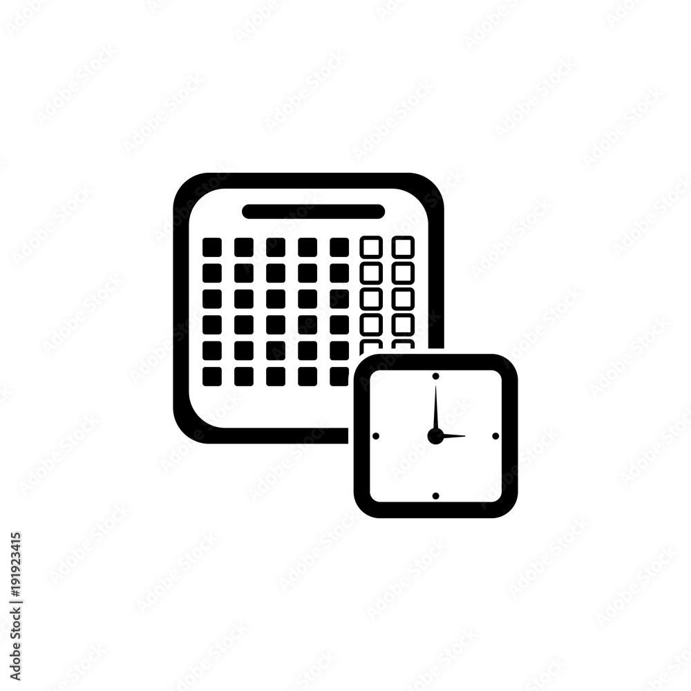 Poster calendar with a clock icon. element of calendar for mobile concept and web apps. icon for website de