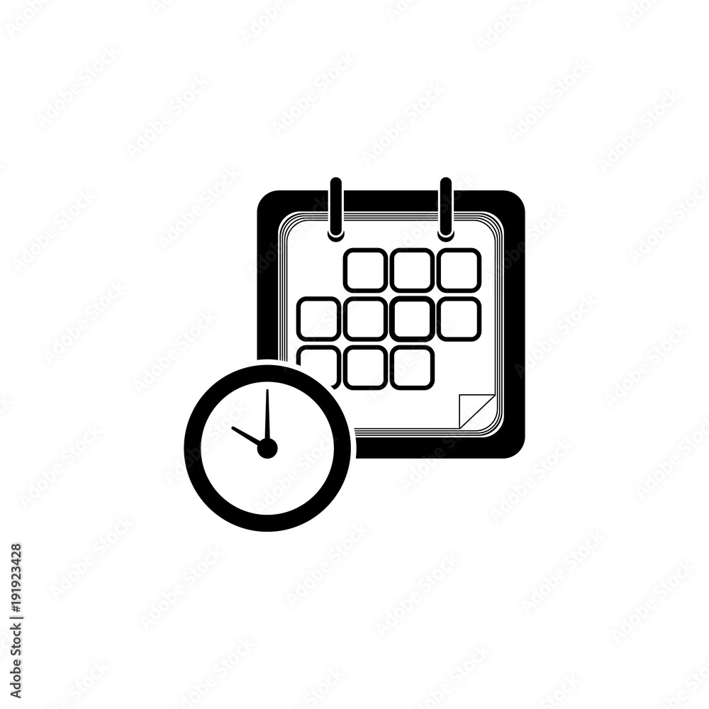 Poster calendar with a clock icon. element of calendar for mobile concept and web apps. icon for website de