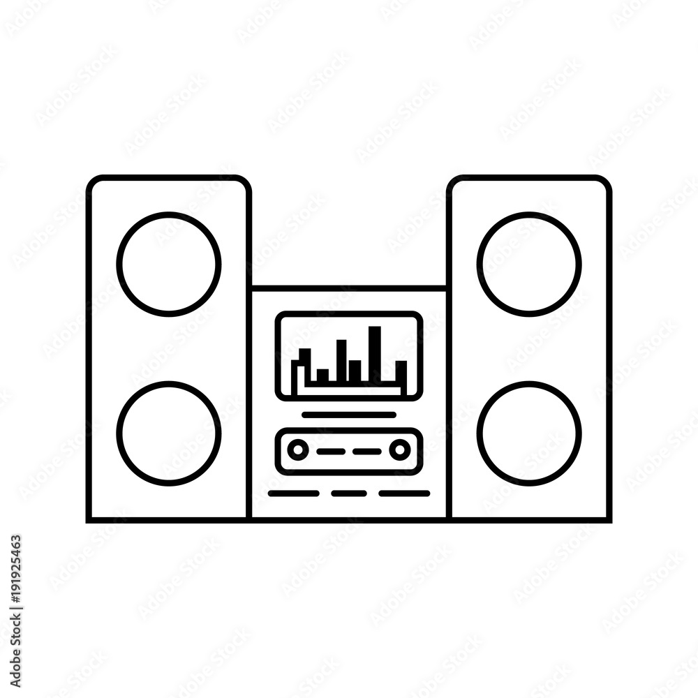 Poster music center icon. element of home appliances for mobile concept and web apps. thin line icon for we