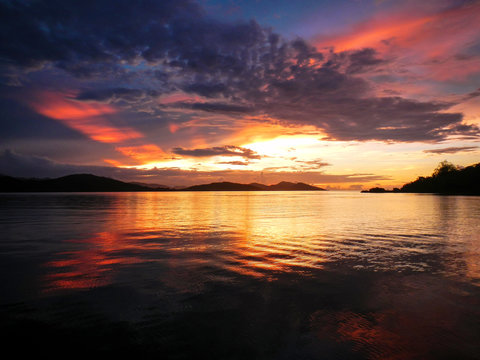 Colorful sunset at Nananu-i-Ra Island, Fiji