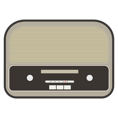 Flat, retro radio design/icon. Isolated on white