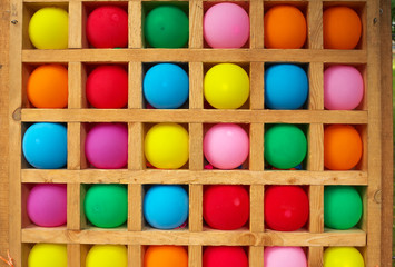 Balloons as targets in the street dash abstract background