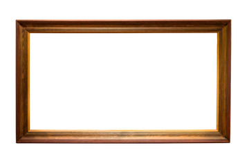 Wooden picture frame on white background - obrazy, fototapety, plakaty