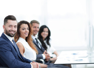 Fototapeta premium group of business people sitting at the desktop