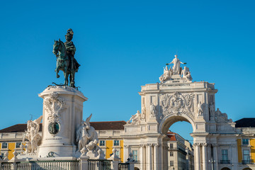 LISBON, PORTUGAL – September 25, 2017: The Rua Augusta Arch is a marble triumphal historical...