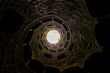 The famous Initiation Well at Quinta da Regaleira, Sintra, Portugal