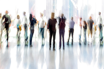 group of people in the lobby business center