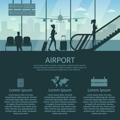 Airport and transportation airplane infographics objects