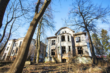 beautiful old neglected and abandoned house, classical facade