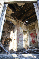 interior of an old abandoned building