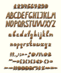 Three-dimensional font with a full set of elements