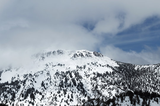 Mount Rose Nevada Covered In Snow With Clouds