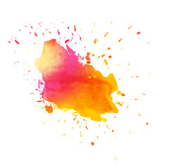 Colorful abstract watercolor texture stain with splashes and spatters. Modern creative watercolor background for trendy design.