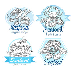hand drawn seafood design