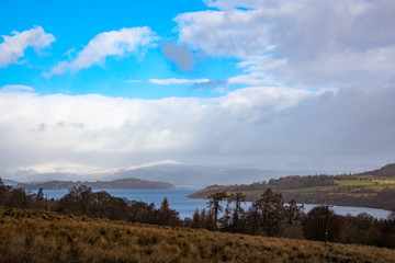 landscape with blue sky and clouds