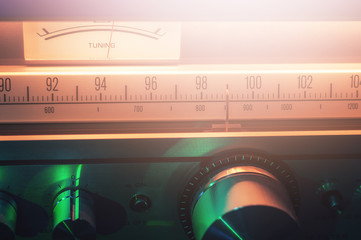 FM radio tuner scale with signal meter 