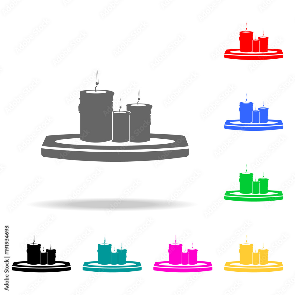 Poster spa salon candles glyph icon. barber element multi colored icons for mobile concept and web apps. ic