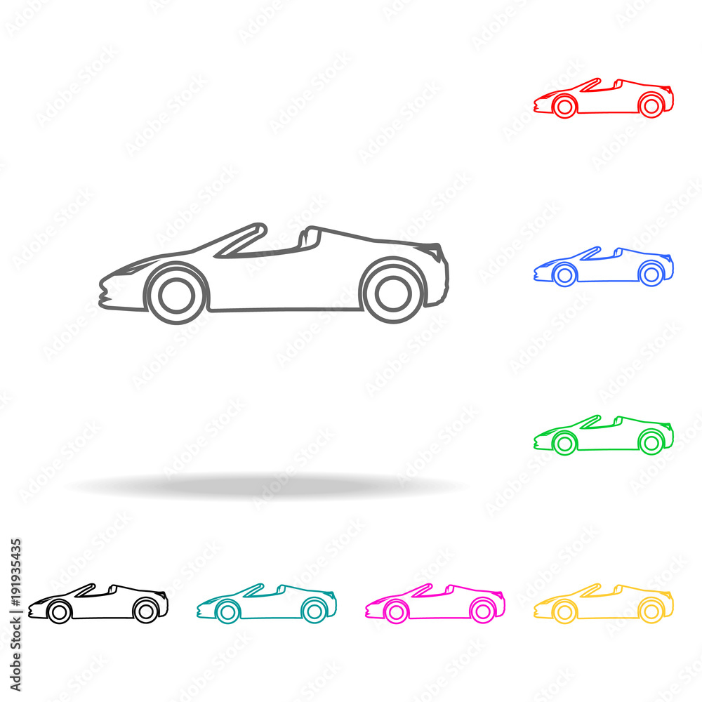 Poster sports car icon icon. transport element multi colored icons for mobile concept and web apps. thin li