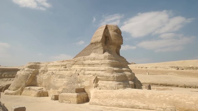 wide shot of the sphinx at giza near cairo, egypt