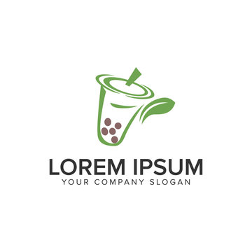 green Drink logo design concept template. fully editable vector
