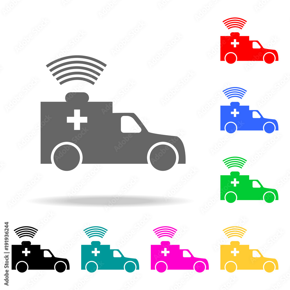 Poster ambulance icon. element firefighters multi colored icons for mobile concept and web apps. icon for w