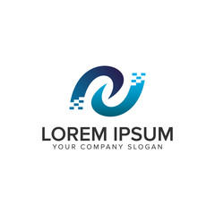 Letter N technology pixel logo design concept template. fully editable vector