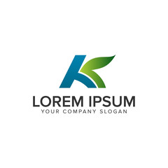 Letter K leaf Logo design concept template. fully editable vector