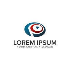 Letter P Play multimedia logo design concept template. fully editable vector