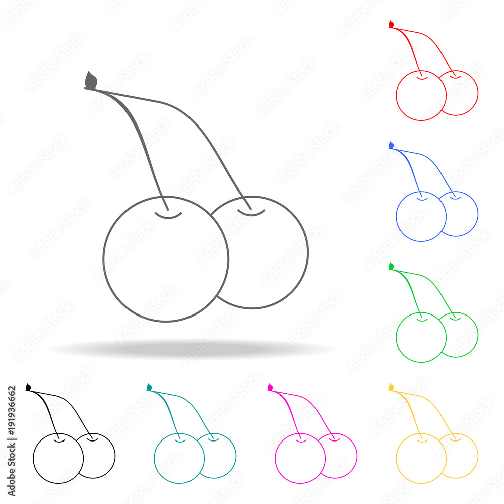 Poster cherry icon. element firefighters multi colored icons for mobile concept and web apps. thin line ico