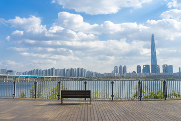 Hangang river with clear skies