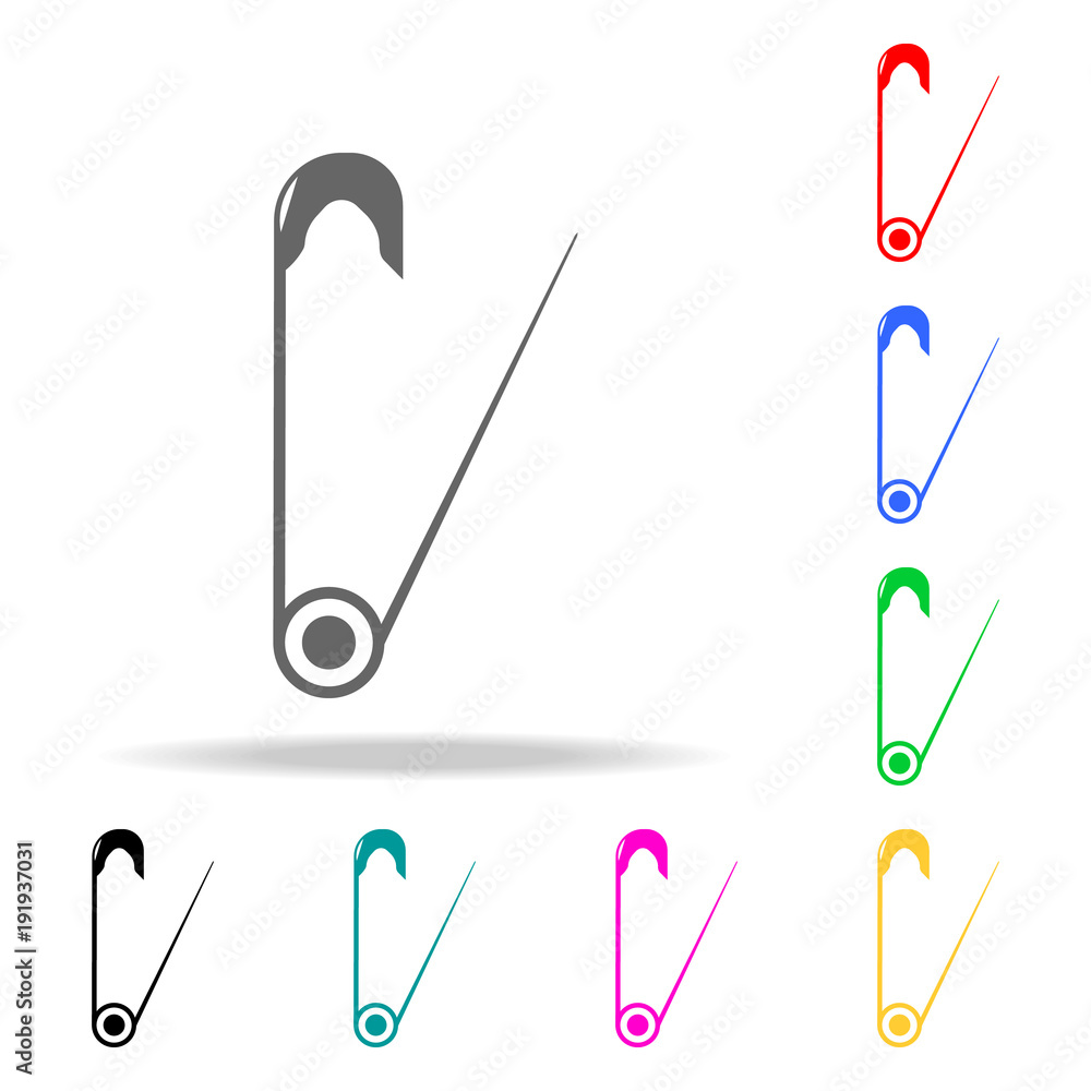 Poster safety pin icon. element of sewing multi colored icons for mobile concept and web apps. icon for web